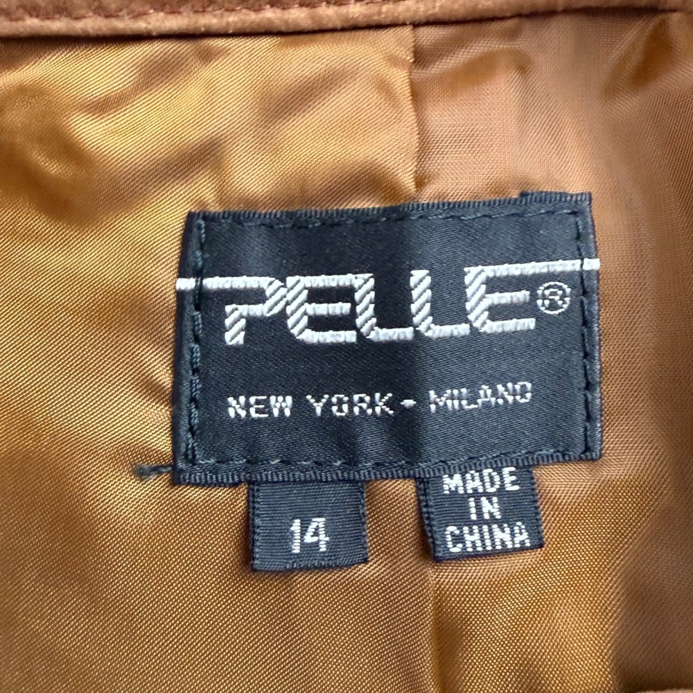 Pelle Studio Suede Skirt Women 14 Brown Good Vintage Midi Pencil Leather - Picture 3 of 5